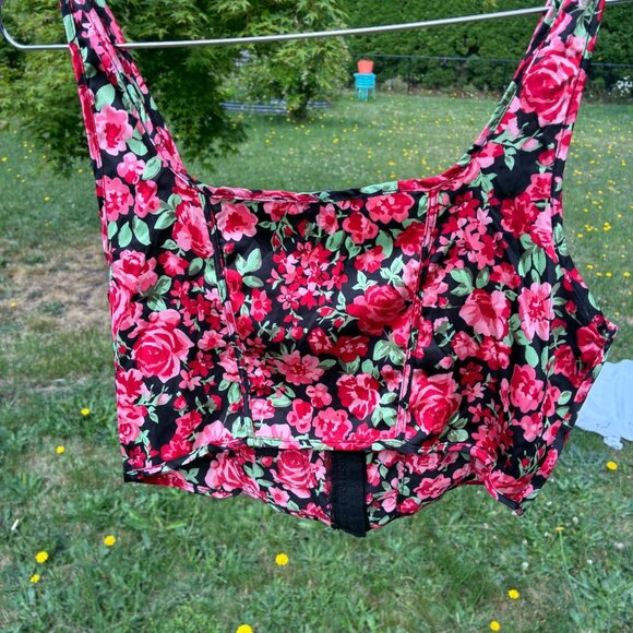 Satin "Mixed Threads LA" Rose print Corset top - Picture 2 of 2